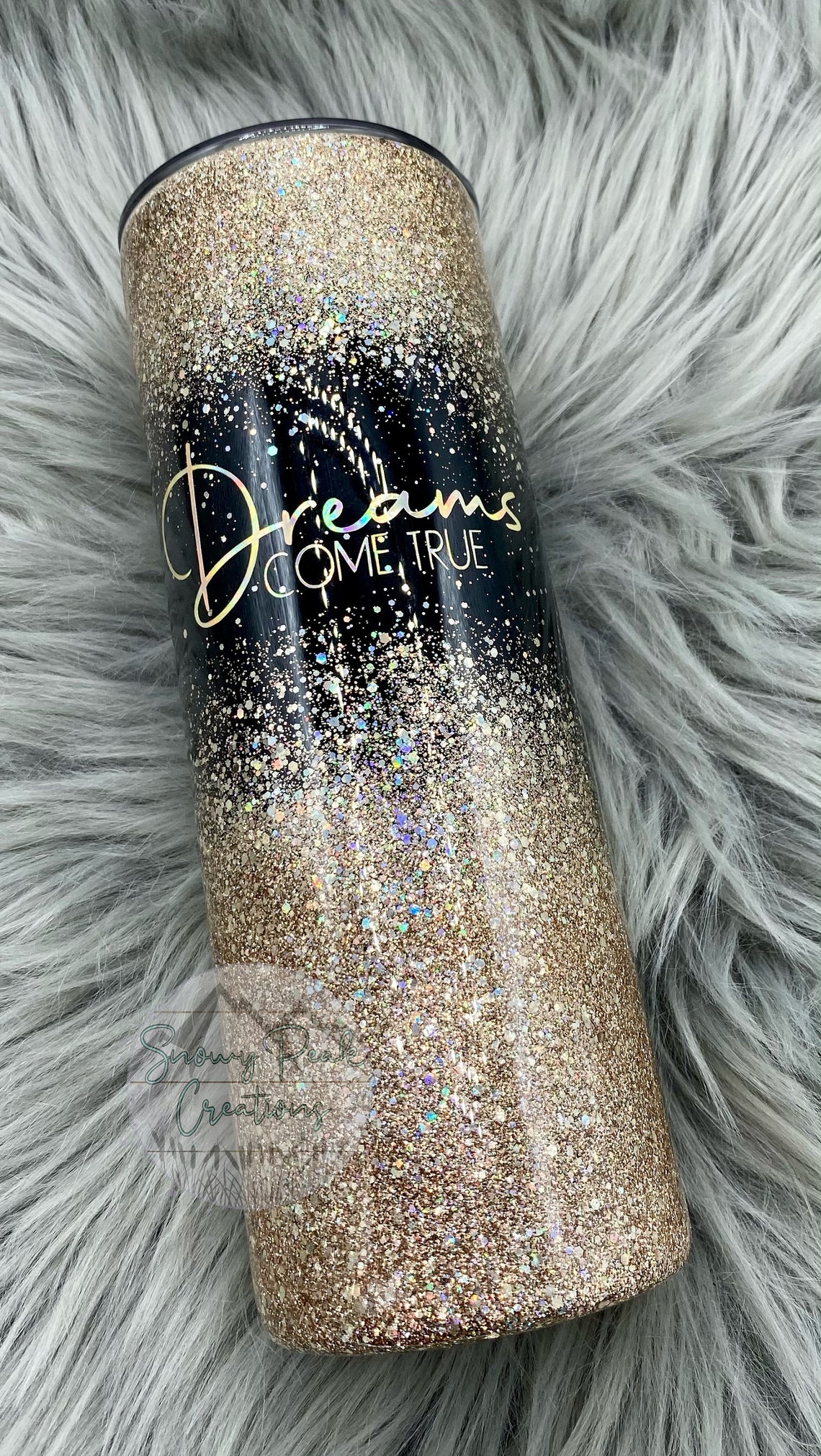 Custom Tumbler / Black and Gold Tumbler / Dream Tumbler / Etsy