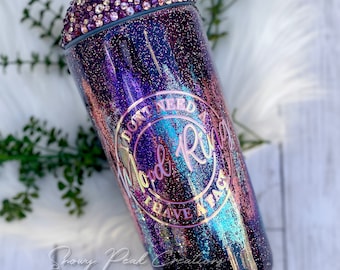 Cute But Psycho Funny Tumbler Design Purple Glitter PNG