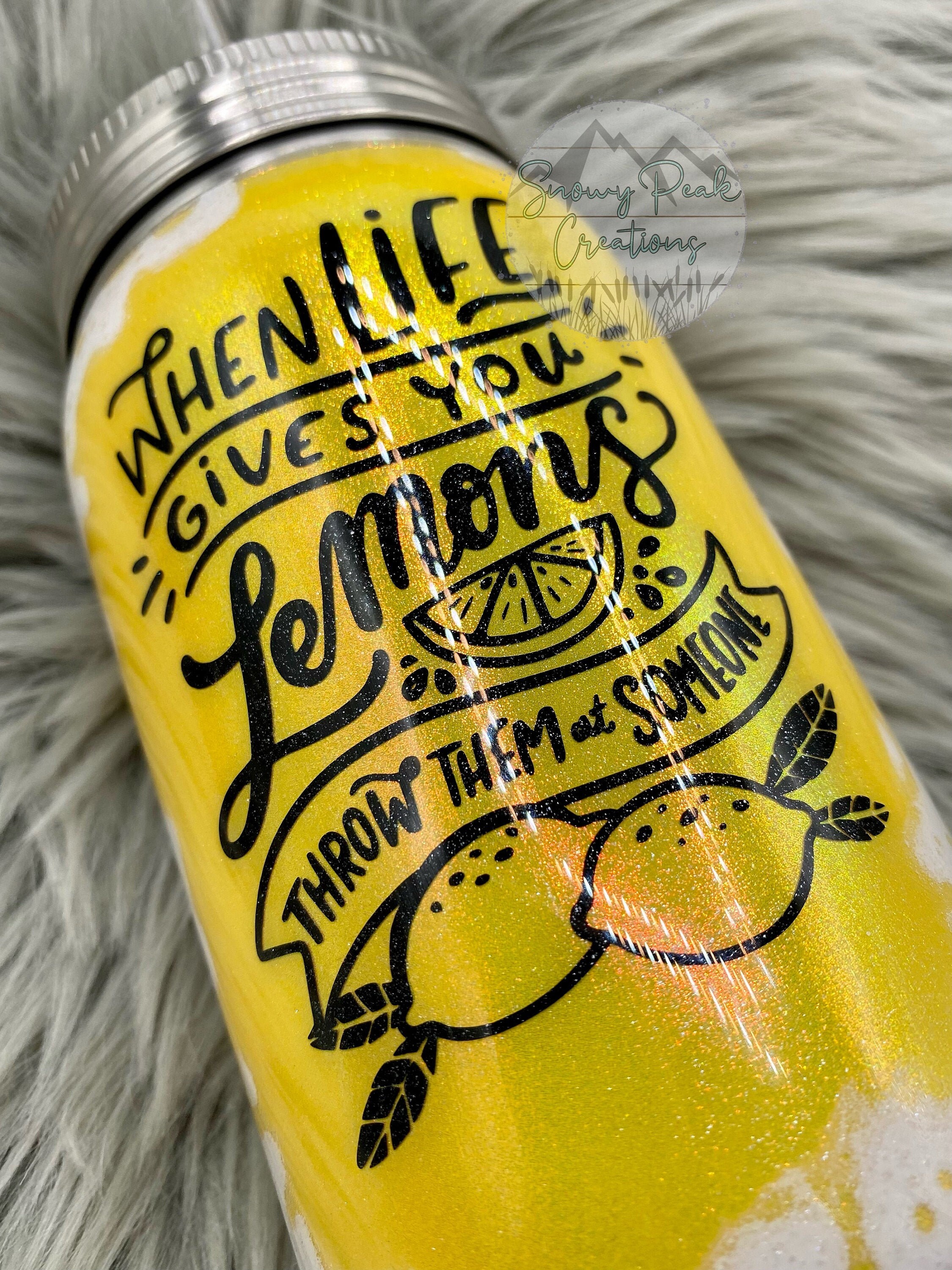 Mason Jar Tumbler / Custom Tumbler / Lemon Tumbler / Peek a Etsy