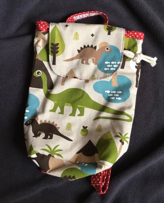 dinosaurs print canvas mini backpack purse Handmade Childs Mini Backpack Dinosaurs