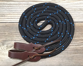 9 or 10/' and  12 or 916 Double Braided Polyester Yacht Rope! choose 8 no poppers. Yacht Sport Reins w BLACK Buckle On Slobber Straps