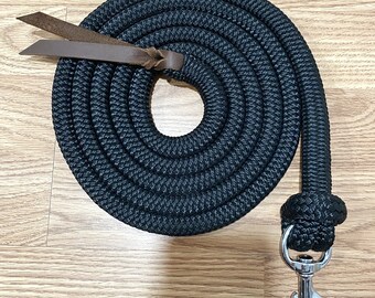 8' Black Lead Rope w/ Snap, Yacht Rope Lead, Clinician Lead Rope