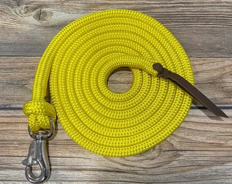 12' Yellow Lead Rope w/ Bull Snap, Yacht Rope Lead, Clinician Lead Rope