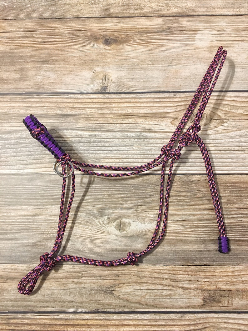 Custom Sidepull Rope Halter with Braided Noseband, Bitless Bridle, Rope Halter, Yacht Rope Halter, Sidepull Halter, Riding Halter image 2