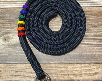 Pride Flag Lead Rope, Yacht Lead Rope, Pride Horse Tack, Rainbow Lead Rope