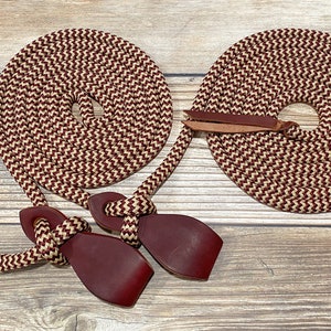 Custom Mecate Reins with Slobber Straps, Yacht Rope Mecate, Mecate Rein Set, Mecate Reins, Yacht Rope Reins, Clinician Reins,