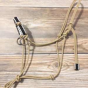 Custom Sidepull Rope Halter with Braided Noseband, Bitless Bridle, Rope Halter, Yacht Rope Halter, Sidepull Halter, Riding Halter image 1