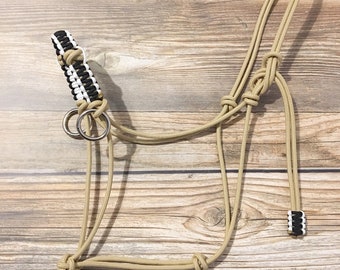 Custom Sidepull Rope Halter with Braided Noseband, Bitless Bridle, Rope Halter, Yacht Rope Halter, Sidepull Halter, Riding Halter