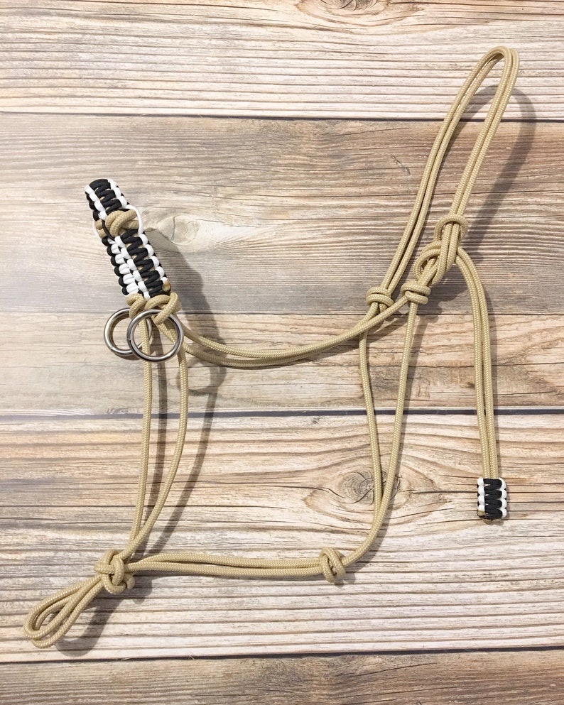 Custom Sidepull Rope Halter with Braided Noseband, Bitless Bridle, Rope Halter, Yacht Rope Halter, Sidepull Halter, Riding Halter image 1