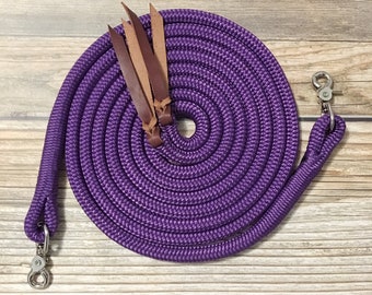 Custom Finesse Split Reins, Finesse Style Yacht Rope Reins, Rope Reins with Snaps, Split Reins, Clinician Reins