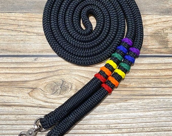 Pride Flag Reins, Yacht Rope Reins, Pride Horse Tack, Rainbow Reins, Finesse Style Reins, Horse Reins