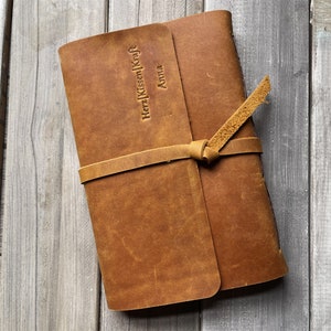 Personalized Leather Journal: Rustic Handmade Notebook, Lined or Blank