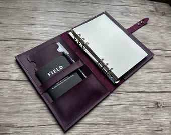 Refillable Leather Notebook Binder A5 B5 A4: Personalized Purple Journal Sketchbook Lined Blank
