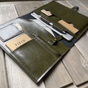 Estuche de cartera de cuero personalizado, planificador de cuero de viaje de carpeta de cuero A5 para mujer, carpeta de iPad A4, organizador de hombres B5, portadocumentos