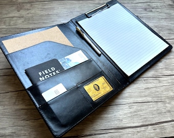 Vegan Leather Padfolio Folder Cover: Travel Document A4 Work Organizer Folio Portfolio Case