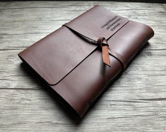 Leather Notebook A5 A4: Personalized Bound Sketchbook Journal, Lined or Blank Scrapbook