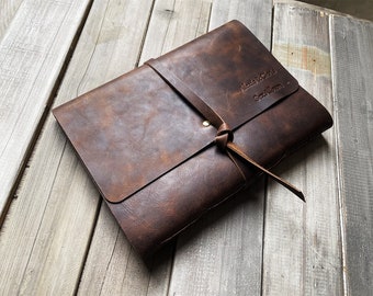 Personalized Leather Photo Album: Rustic Wedding Guestbook, Memory Keepsake