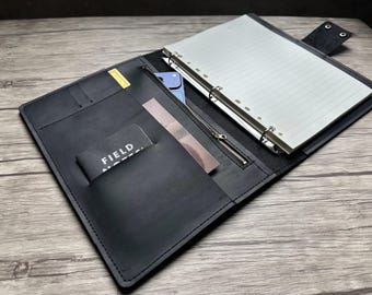 Custom Leather Portfolio Binder 3 Rings Case A5 B5 A4: Refillable Notebook Organizer Cover