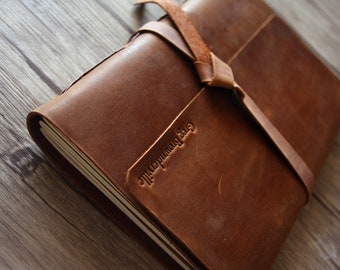 Personalized Leather Photo Album: Rustic Wedding Guestbook