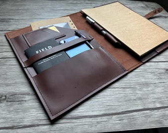 Leather Portfolio Case Folder: Travel Document A4 B5 A5 Work Organizer Padfolio
