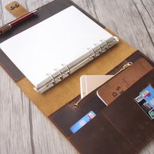 Handmade Leather Portfolio Binder: Zippered Travel Organizer