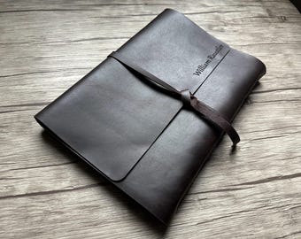 Leather Photo Album Personalized: Wedding Guestbook, Baby Travel Family Pet Memory Book Scrapbook