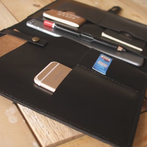 Gepersonaliseerde lederen reistassen cadeau, lederen portfolio voor vrouwen, heren paspoort lederen map padfolio, field notes notebook cover case