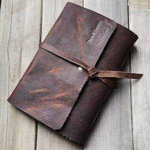 Distressed Brown Leather Journal, Sketchbook, Personalized Bound Notebook, A6, A5, B5, A4 Large or Small Journal For Men Lined Blank