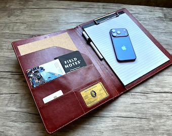 Vegan Leather Portfolio Case Folder Cover: Travel Document A4 Work Organizer Folio Padfolio