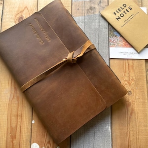 Leather Journal Custom Handmade Lined or Blank Bound Notebook, Personalized Large A4 Small A6 Leather Sketchbook, Christan Journal Gift Mens