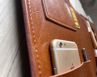 Handmade Leather iPad Case: Personalized Sleeve with Pencil Holder