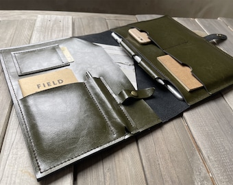 Handmade Leather iPad Pro Case: Olive Sleeve with Pencil Holder