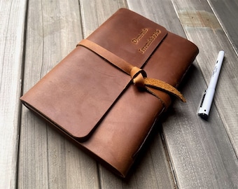 Personalized Leather Journal: Rustic Cowhide Notebook, Lined or Blank