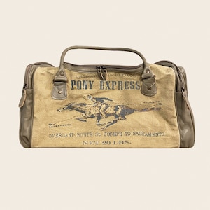 Pony Express-US Mail Duffle-duffle bag/travel bag/unisex-Vintage US Mail Design, canvas  & leather