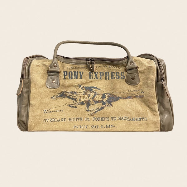 Pony Express-US Mail Duffle-duffle bag/travel bag/unisex-Vintage US Mail Design, canvas  & leather