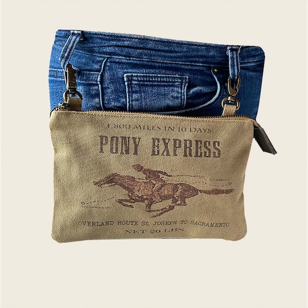 Hipster- Pony Express/purse/handbag-Vintage pony express poster canvas & leather