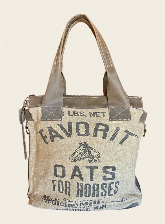 GOOD GRIEF! POUCH WITH FOLDING TOTE 茶 Favorit Oats Convertible-crossbody/handbag-vintage Burlap