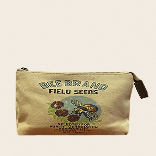 Bee Brand Cosmetic-bag/purse/carryall-Old Burlap Sack Design, Canvas  & Leather bag