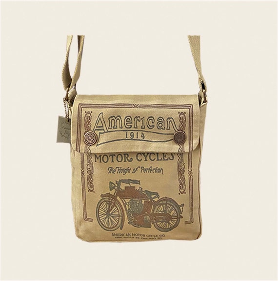 American Cycle Crossbody handbag unisex Vintage Advertisement Canvas Bag Etsy