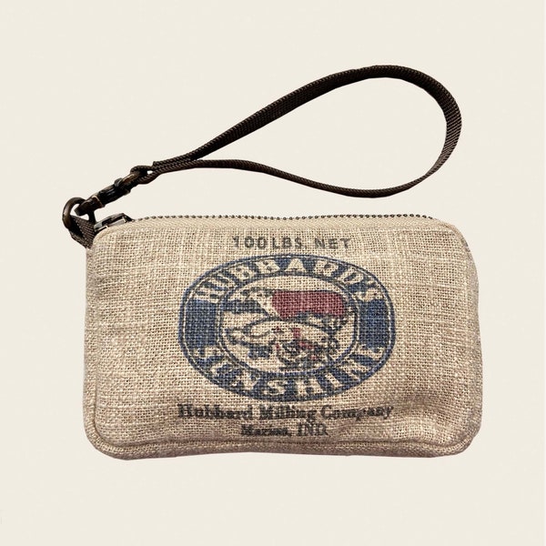 Hubbard Sunshine Wristlet-bag/purse/wallet-Vintage seed sack design linen bag