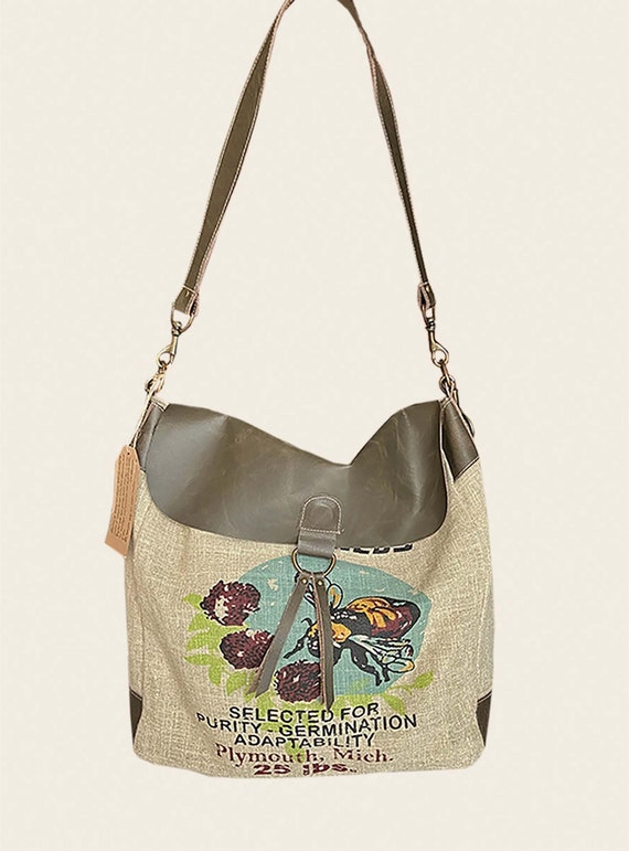 Burlap shop messenger bag