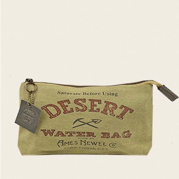 Desert Waterbag Cosmetic-bag/purse/carryall-Vintage Packaging Design, Canvas  & Leather bag