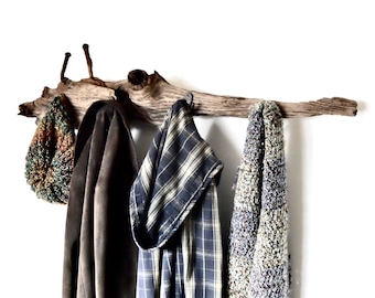 No. 584: Driftwood Coat  Rack, Rustic Coat Rack, Drift Lumber Coat Rack, Cabin Coat Rack, Driftwood Towel Rack, Beach Decor, Towel Rack