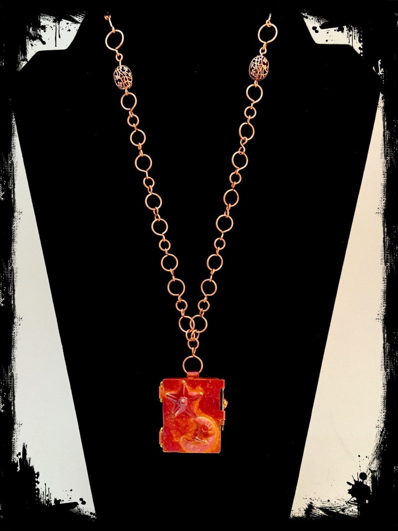 Copper locket pendant necklace