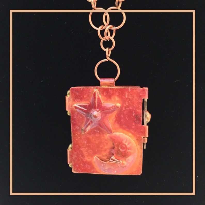 Copper locket pendant necklace