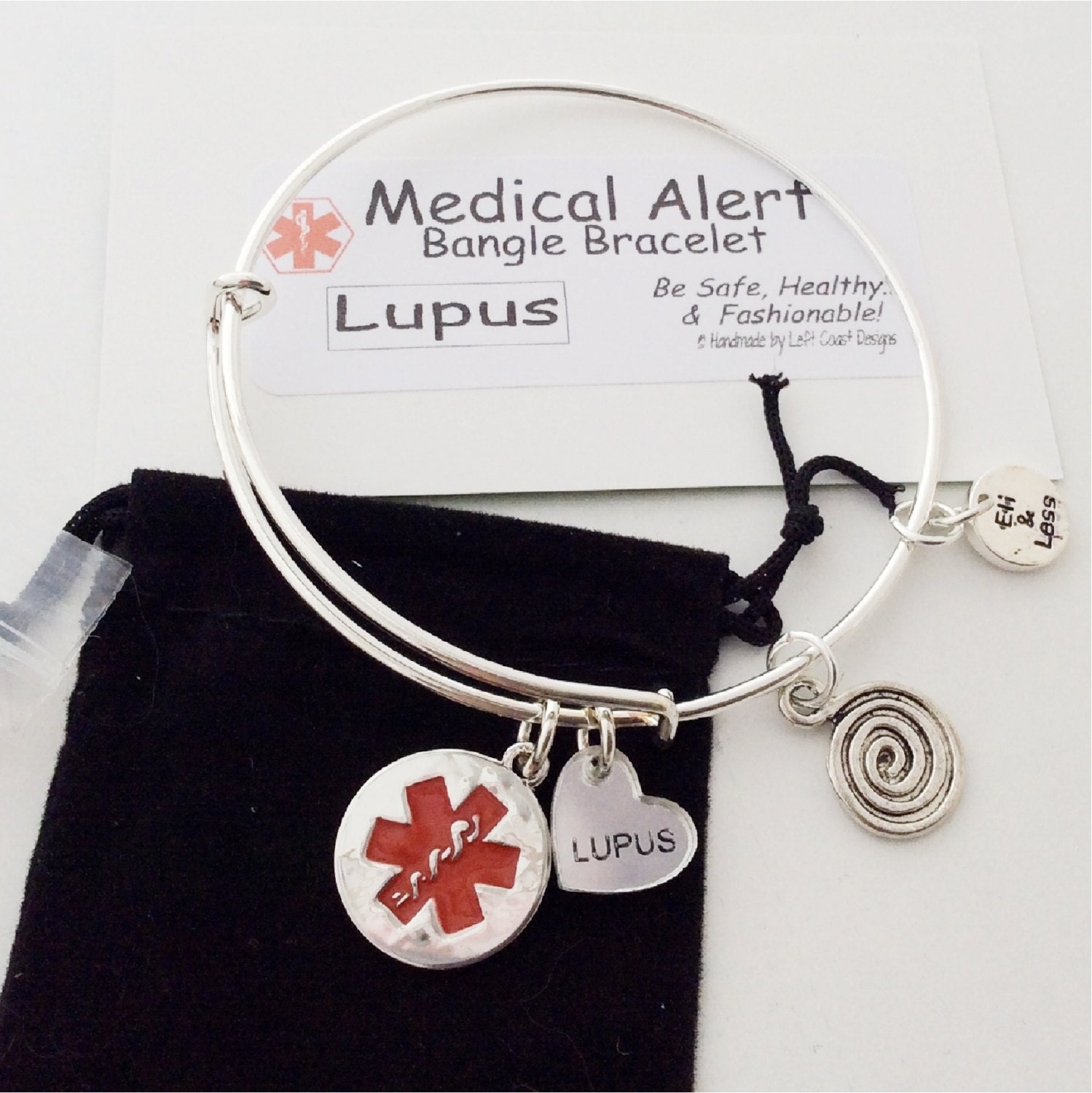 MEDICAL ALERT bangle bracelet LUPUS charm plus Emergency Etsy