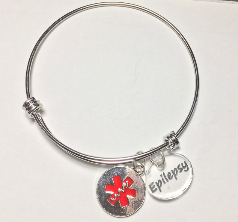 Medical ALERT Bangle Bracelet EPILEPSY Charm & Medic Charm Etsy