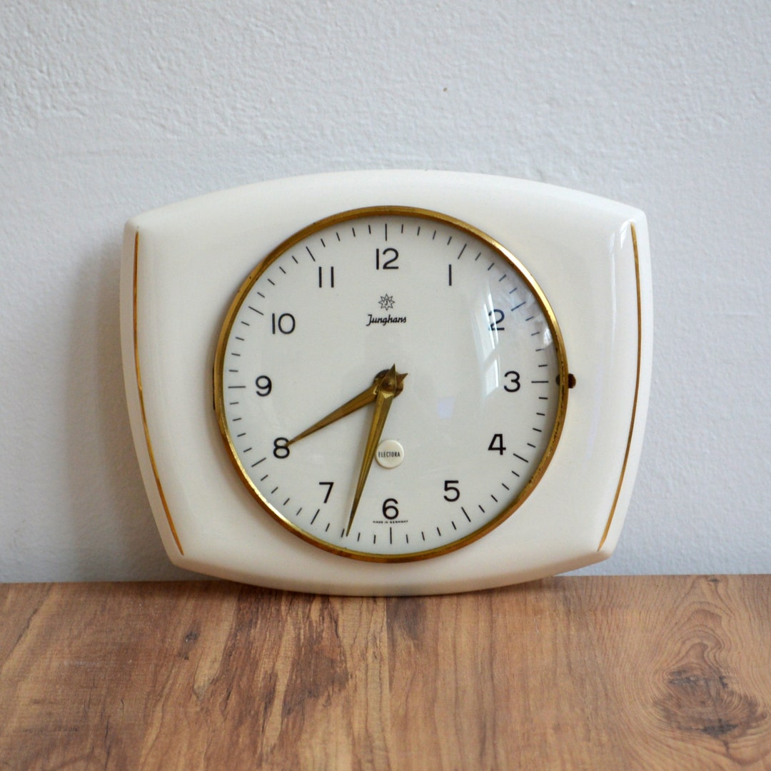 FOR REPAIRS Junghans Electora Vintage German Ceramic Wall Clock Mid