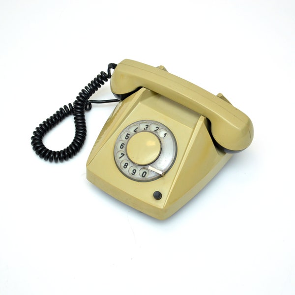 vintage TESLA rotary dial DESKTOP TELEPHONE olive-green