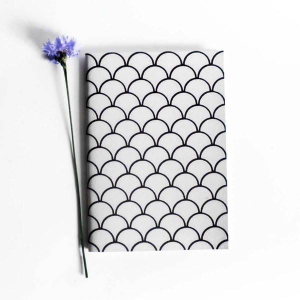 A5 size hand screen printed notebook journal sketch book geometric waves print